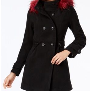 Bcx Juniors' Faux-Fur Hooded Peacoat MSRP $69